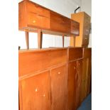 AN AUSTIN SUITE TEAK SIDEBOARD, with six various drawers, width 169.5cm together with two matching