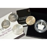 FIVE COINS, to include a cased Royal Mint commemorative £5, one crown coin, 1952 - 2015, celebrating