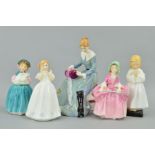 FIVE ROYAL DOULTON FIGURES, 'Dorothy' HN3098, 'Bedtime' HN1978, 'Bo-Peep' HN1811, 'Bunny' HN2214 and