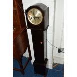 A 20TH CENTURY OAK GRANDDAUGHTER CLOCK, height 131cm