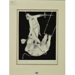 SAMANTHA BARNES (BRITISH CONTEMPORARY) 'FLIGHT OF FANCY' comical figures on a trapeze, signed and