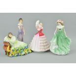 FOUR ROYAL DOULTON FIGURES, 'Solitude' HN2810, 'Susan' HN3050, 'Best Wishes' HN3971 and 'Harmony'