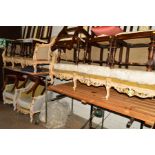 A REPRODUCTION ROCOCO STYLE FOUR PIECE LOUNGE SUITE, comprising of two three seater settee's and a