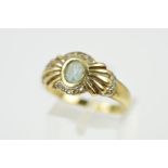 A MODERN 9CT GOLD BLUE TOPAZ AND DIAMOND DRESS RING, ring size Q1/2, hallmarked 9ct gold,