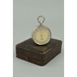 A GEORGE V SILVER CASED COMPENSATED POCKET BAROMETER BY J. HICKS, LONDON, NO.9970, the 4.6cm