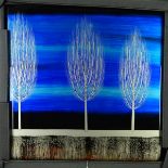 NAKISA SEIKA (JAPANESE 1974) 'MIDNIGHT BLUE I' stylised trees against a blue sky, signed bottom
