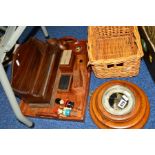 A BAILEY, 14 BENNETS HILL, BIRMINGHAM BAROMETER, a tray of sundries to include letter rack,