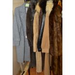 EIGHT VARIOUS COATS, to include long nutria/coypu fur coat, a coney fur coat, a wool coat with