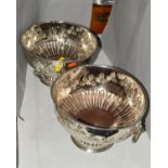 TWO SILVER PLATED PUNCH BOWLS, lion mask ring handles (2)