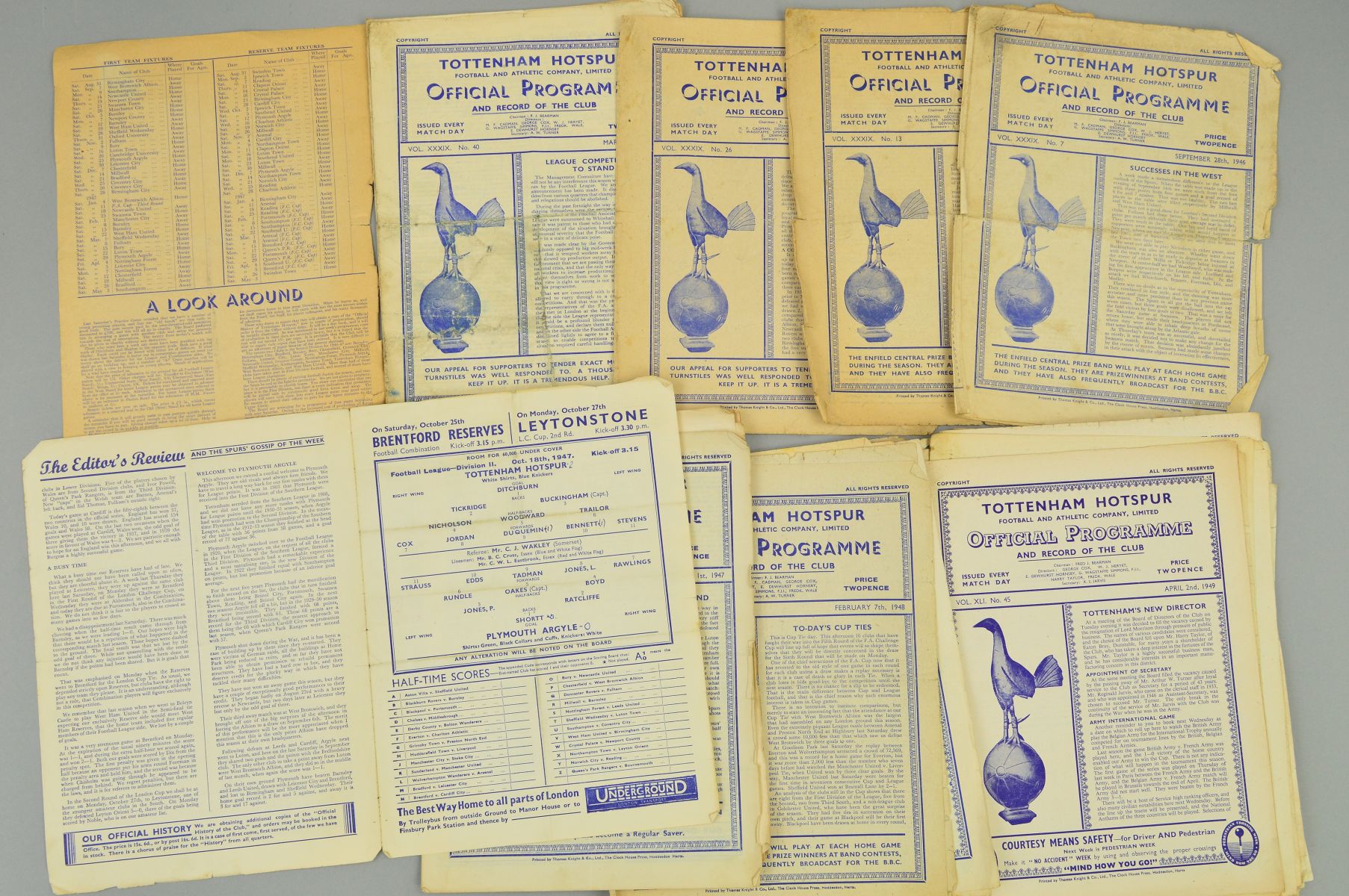 Programme De Match Tottenham Hotspur Vs Portsmouth 1945/1946 - Football Vintage - Très Bon état
