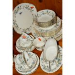 ROYAL ALBERT 'BRIGADOON' PART DINNERWARES, comprising cake plate, six 27cm plates, six 20.5cm