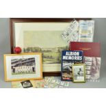 A COLLECTION OF SPORTING MEMORABILIA, to include cricket ball from the 2005 Ashes test at