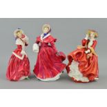 THREE ROYAL DOULTON FIGURES 'The Skater' HN3439, 'Christmas Morn' HN1992 and 'Top O' the Hill'