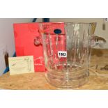 A BOXED LIMITED EDITION FRENCH HAND BLOWN CRYSTAL CHAMPAGNE BUCKET, No.123/500, signed by J.