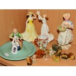 A BESWICK ADVERTISING ASHTRAY, 'Timpson Fine Shoes 1865-1965', two Royal Doulton figures 'Spring