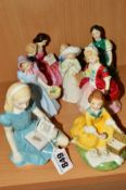 SEVEN ROYAL DOULTON FIGURES/GROUP, 'Alice' HN2158, 'Almost Grown' HN3425, 'Picnic' HN2308, 'Valerie'