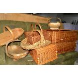 A QUANTITY OF VARIOUS WICKER BASKETS, including a linen basket, etc