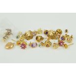 A SELECTION OF MAINLY EARRINGS, to include twelve pairs of stud earrings, one AF, some set with
