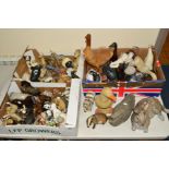 THREE BOXES AND LOOSE ANIMAL ORNAMENTS AND SCULPTURES, etc to include Ducks, Donkeys and Horses