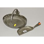 TWO PIECES OF TUDRIC PEWTER DESIGNED BY ARCHIBALD KNOX, comprising a crumb tray 0509 and an oval