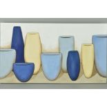 JACI HOGAN (AUSTRALIAN/BRITISH CONTEMPORARY) 'Furniture Additions II', vases in blue and cream,