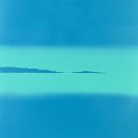 ATTRIBUTED TO MARIA LOPEZ (SPANISH CONTEMPORARY) 'A Distant Retreat I', a blue ocean under a blue