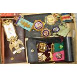 A SMALL BOX OF MEDALS to include Masonic medals for Royal Antediluvian order of Buffaloes,