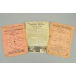 THREE WWII FOOTBALL LEAGUE SOUTH PROGRAMMES, Clapton Orient v Tottenham Hotspur 13/11/43,