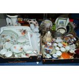 FOUR BOXES OF CERAMICS, GLASS ETC, to include Johnson Brothers 'Fruit' dinnerwares, Sylvac 'Pork