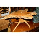 A NATURALISTIC YEW WOOD COFFEE TABLE