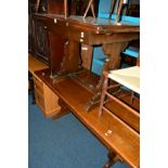 AN OAK DRAW LEAF TABLE and an oak refectory table (2)