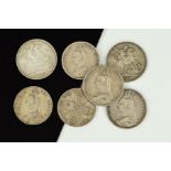 SEVEN VICTORIAN CROWNS, the widow head coins dated 1888, 1889 and 1890, total weight 178.7 grams