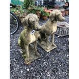 A PAIR OF COMPOSITE GARDEN FIGURES OF SITTING HOUNDS, height 71cm (2)