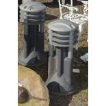 A PAIR OF METAL CYLINDRICAL MARINE DOCKING LIGHTS, height 72cm