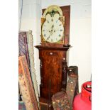 A VICTORIAN FLAME MAHOGANY AND BANDED EIGHT DAY LONGCASE CLOCK, scrolled swan neck pediment, the