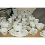 WEDGWOOD 'ICE ROSE' TEA/DINNERWARES ETC, to include teapots, milk, sugar, cups, saucers, etc (over