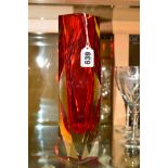 A MURANO GLASS SOMMERSO VASE, height 27cm