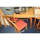 A MODERN PINE KITCHEN TABLE, and four chairs (5)