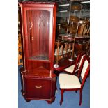 A LARGE REPRODUCTION MAHOGANY DINING/LOUNGE SUITE, comprising of an extending dining table with