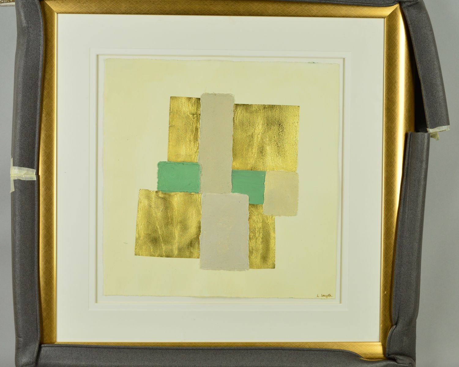 L. SMYTH (CONTEMPORARY), ABSTRACT COLOUR BLOCKS, signed bottom right, mixed media on paper, mounted,