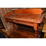 A VICTORIAN MAHOGANY WASHSTAND, with two drawers, width 106cm x depth 47cm x height 83cm