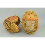 TWO LATE 19TH/EARLY 20TH CENTURY JAPANESE 'KENDO' FACEMASKS, constructed in wicker style, with