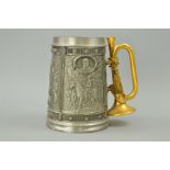 A FRANKLIN MINT PEWTER STEIN, 'CIVIL WAR COMMEMORATIVE TANKARD', with bugle shaped handle, height