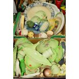 TWO BOXES OF CARLTONWARE, etc, to include salad/lettuce leaf patterns, preserve pot, toast rack,