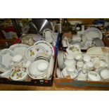 FOUR BOXES OF TEA WARES ETC, to include Royal Albert 'Silver Maple', Royal Doulton 'Minerva',