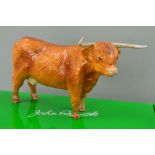 A BOXED JOHN BESWICK HIGHLAND COW, JBF75, height 14cm