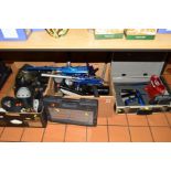TWO BOXES AND TWO CASES OF PAINTBALL RELATED ACCESSORIES, to include guns, cartridges, masks,