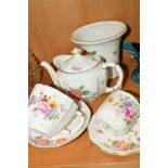 ROYAL CROWN DERBY 'DERBY DAYS' SMALL TEAPOT AND A FLARED VASE, height approximately 12cm and '