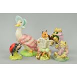 A LARGE BESWICK WARE BEATRIX POTTER FIGURE, 'Jemima Puddle-duck', together with four Royal Albert