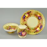 THREE PIECES OF AYNSLEY 'ORCHARD GOLD' to include a plate signed N.Brunt, a footed bon bon dish